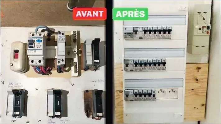 Avant / après : ancien tableau électrique à fusibles remplacé par un tableau neuf